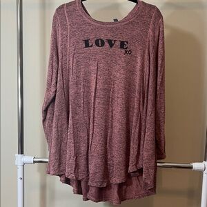 AnyBody Heathered Mauve Long Sleeve Top